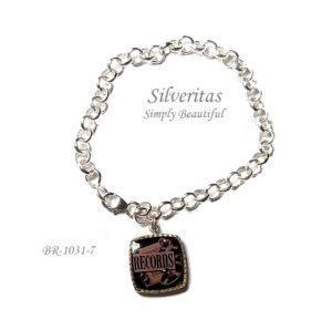 Silver 925 charm bracelet with "Records" and vinyl disc - BR-1031