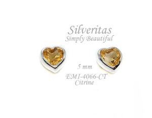 Studs Earrings Heart Shape with Gems Stones -EMI-4066-GEMS