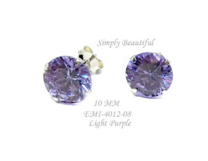 Sterling Silver 925 Studs Earrings with 10 mm Round CZ - EMI-4012