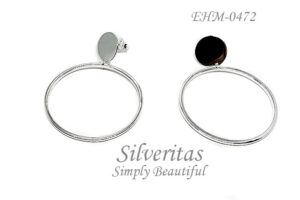 Sterling silver925 Studs hoop earrings - EHM-0472