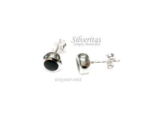 Studs Earrings 5 mm round-shape with Black Stone - ETQ-0107-ONX