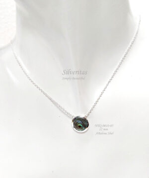 Silver Necklace with Abalone Shell Round-shape12 mm - NTQ-0010-05