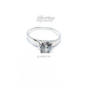 Silver Ring 925 with 7mm Round CZ - R-1009